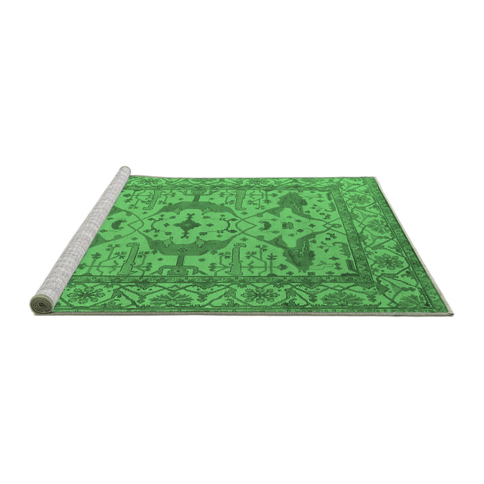 Sideview of Machine Washable Oriental Emerald Green Industrial Area Rugs, wshurb1656emgrn