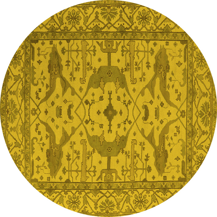 Round Oriental Yellow Industrial Rug, urb1656yw