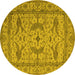 Round Oriental Yellow Industrial Rug, urb1656yw