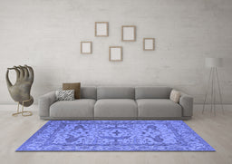 Machine Washable Oriental Blue Industrial Rug in a Living Room, wshurb1656blu