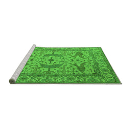 Sideview of Machine Washable Oriental Green Industrial Area Rugs, wshurb1656grn