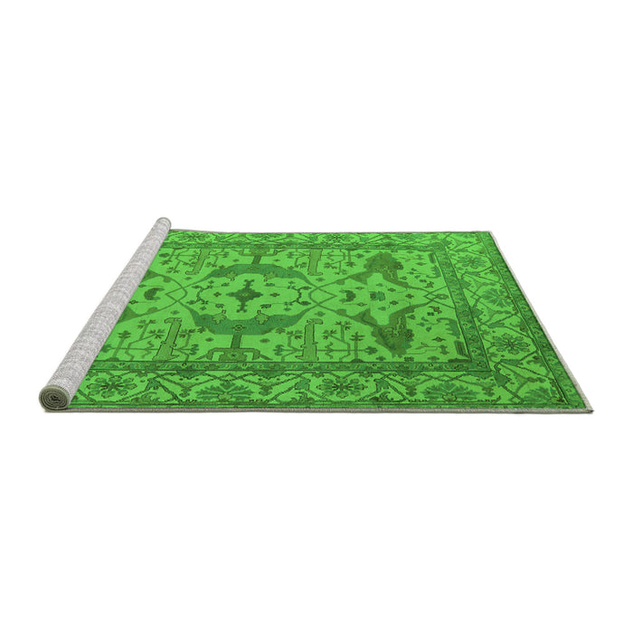 Sideview of Machine Washable Oriental Green Industrial Area Rugs, wshurb1656grn