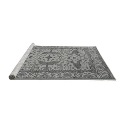 Sideview of Machine Washable Oriental Gray Industrial Rug, wshurb1656gry