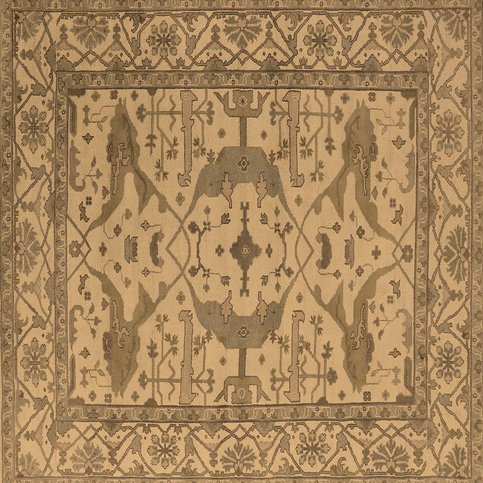 Square Machine Washable Oriental Brown Industrial Rug, wshurb1656brn