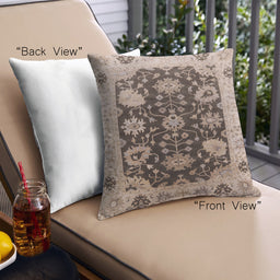 Front View of Mid-Century Modern Urban Square Sepia Brown Throw Pillow, 18 inch by 18 inch, pwurb1657