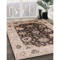 Mid-Century Modern Reddish Brown Oriental Rug, urb1657