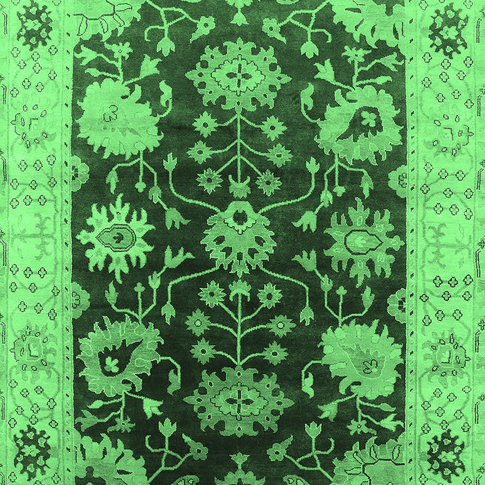 Machine Washable Oriental Emerald Green Industrial Area Rugs, wshurb1657emgrn