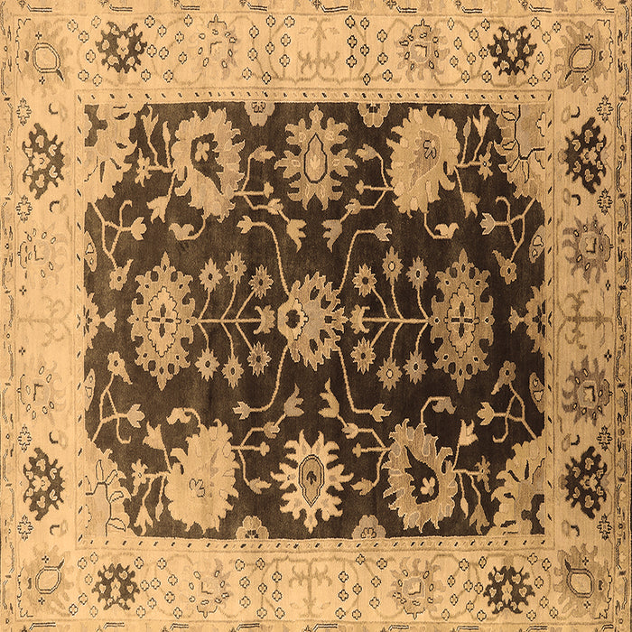 Square Oriental Brown Industrial Rug, urb1657brn