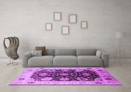 Machine Washable Oriental Purple Industrial Area Rugs in a Living Room, wshurb1657pur