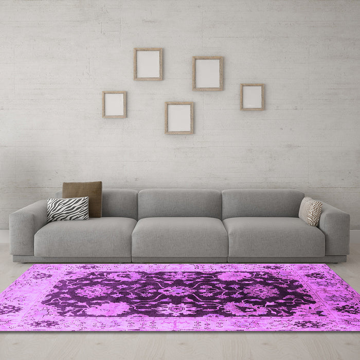 Machine Washable Oriental Purple Industrial Area Rugs in a Living Room, wshurb1657pur
