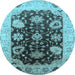 Round Oriental Light Blue Industrial Rug, urb1657lblu