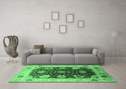 Machine Washable Oriental Emerald Green Industrial Area Rugs in a Living Room,, wshurb1657emgrn