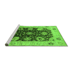Sideview of Machine Washable Oriental Green Industrial Area Rugs, wshurb1657grn