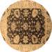 Round Oriental Brown Industrial Rug, urb1657brn