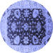 Round Oriental Blue Industrial Rug, urb1657blu