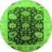 Round Oriental Green Industrial Rug, urb1657grn