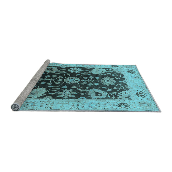 Sideview of Machine Washable Oriental Light Blue Industrial Rug, wshurb1657lblu