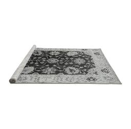 Sideview of Machine Washable Oriental Gray Industrial Rug, wshurb1657gry