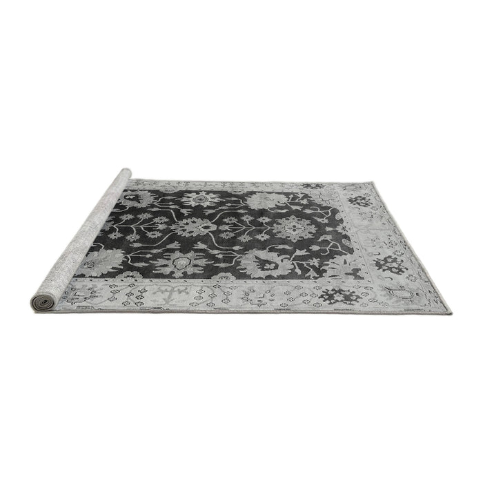 Sideview of Machine Washable Oriental Gray Industrial Rug, wshurb1657gry