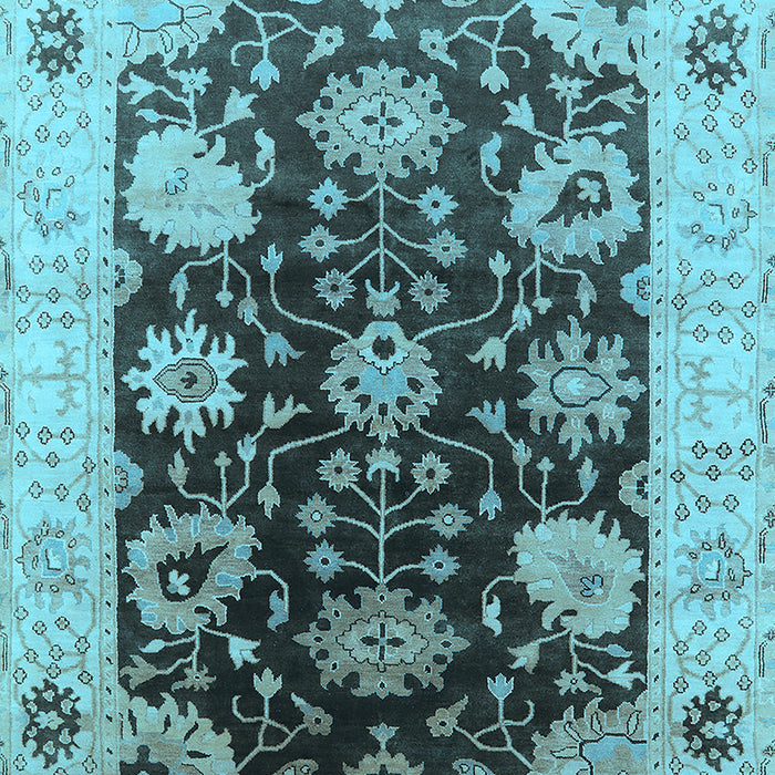 Machine Washable Oriental Light Blue Industrial Rug, wshurb1657lblu
