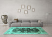 Machine Washable Oriental Turquoise Industrial Area Rugs in a Living Room,, wshurb1657turq