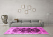 Machine Washable Oriental Pink Industrial Rug in a Living Room, wshurb1657pnk