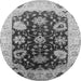 Round Machine Washable Oriental Gray Industrial Rug, wshurb1657gry