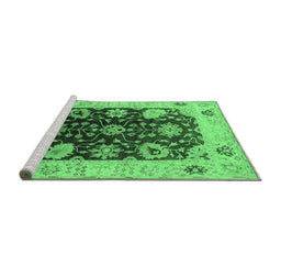 Sideview of Machine Washable Oriental Emerald Green Industrial Area Rugs, wshurb1657emgrn