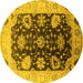 Round Oriental Yellow Industrial Rug, urb1657yw