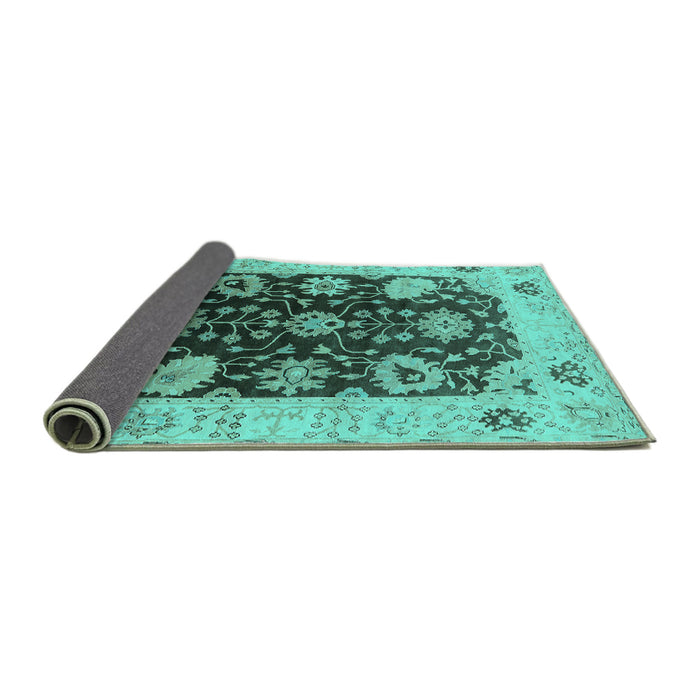 Sideview of Oriental Turquoise Industrial Rug, urb1657turq