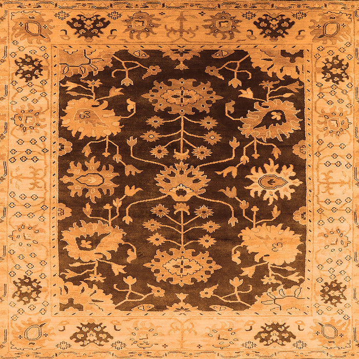 Square Machine Washable Oriental Orange Industrial Area Rugs, wshurb1657org