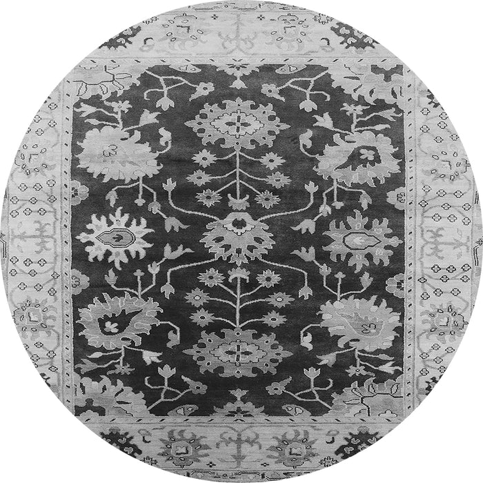Round Oriental Gray Industrial Rug, urb1657gry