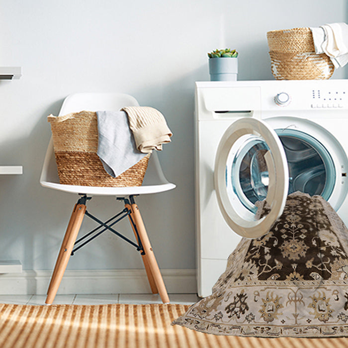 Machine Washable Industrial Modern Sepia Brown Rug in a Washing Machine, wshurb1658