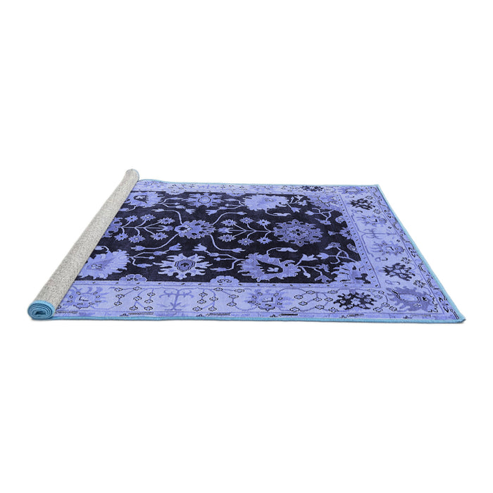 Sideview of Machine Washable Oriental Blue Industrial Rug, wshurb1658blu