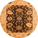 Round Machine Washable Oriental Orange Industrial Area Rugs, wshurb1658org