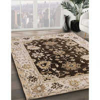 Mid-Century Modern Reddish Brown Oriental Rug, urb1658