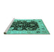 Sideview of Machine Washable Oriental Turquoise Industrial Area Rugs, wshurb1658turq