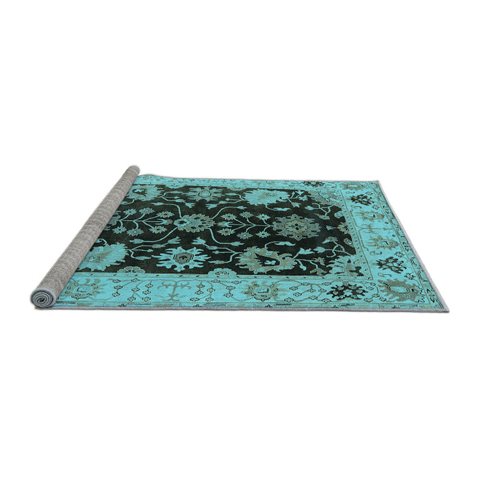 Sideview of Machine Washable Oriental Light Blue Industrial Rug, wshurb1658lblu
