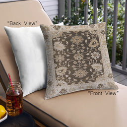 Front View of Mid-Century Modern Urban Square Sepia Brown Throw Pillow, 18 inch by 18 inch, pwurb1658