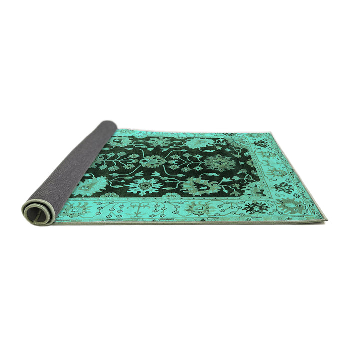 Sideview of Oriental Turquoise Industrial Rug, urb1658turq