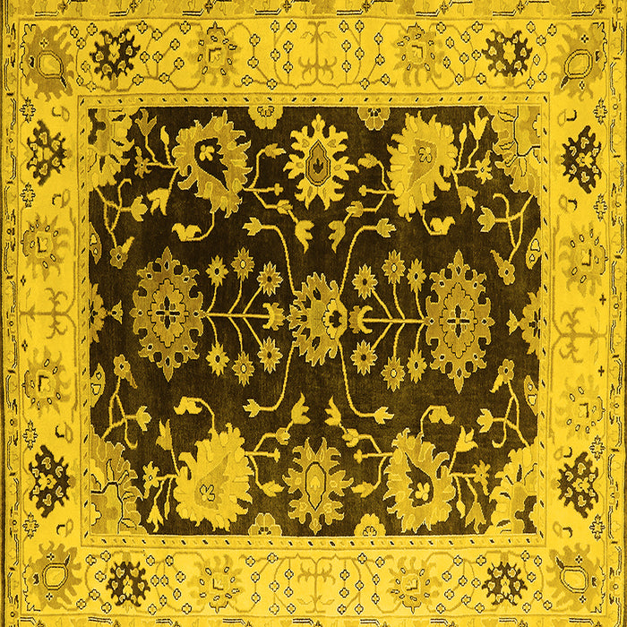 Square Machine Washable Oriental Yellow Industrial Rug, wshurb1658yw
