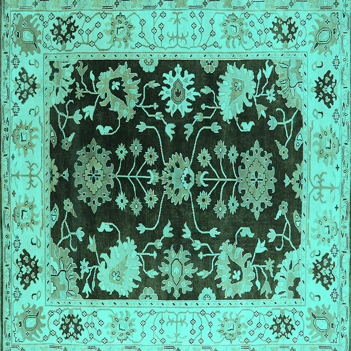 Square Machine Washable Oriental Turquoise Industrial Area Rugs, wshurb1658turq