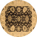 Round Oriental Brown Industrial Rug, urb1658brn