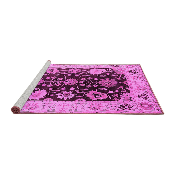 Sideview of Machine Washable Oriental Pink Industrial Rug, wshurb1658pnk