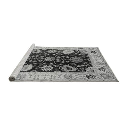 Sideview of Machine Washable Oriental Gray Industrial Rug, wshurb1658gry