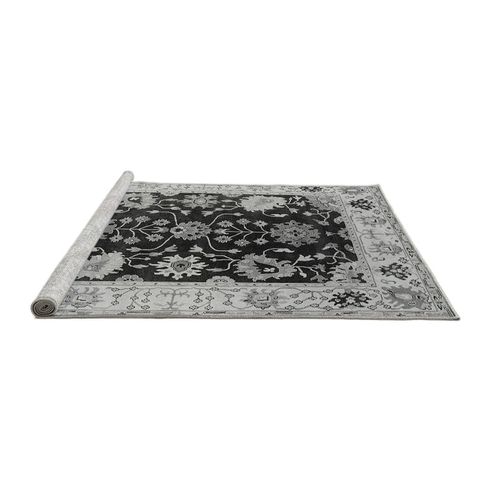 Sideview of Machine Washable Oriental Gray Industrial Rug, wshurb1658gry