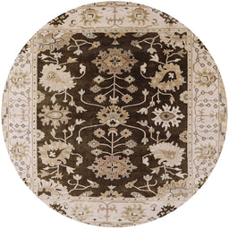 Round Machine Washable Industrial Modern Sepia Brown Rug, wshurb1658
