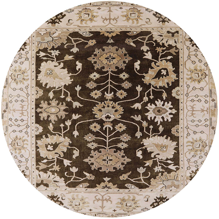 Round Machine Washable Industrial Modern Sepia Brown Rug, wshurb1658