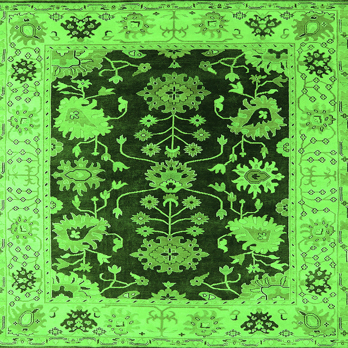 Square Oriental Green Industrial Rug, urb1658grn