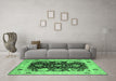 Machine Washable Oriental Emerald Green Industrial Area Rugs in a Living Room,, wshurb1658emgrn